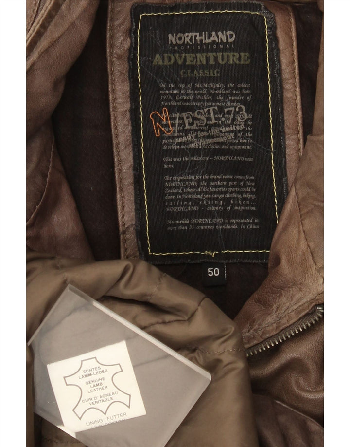 North Land Mens Leather Jacket IT 50 Large Brown Leather