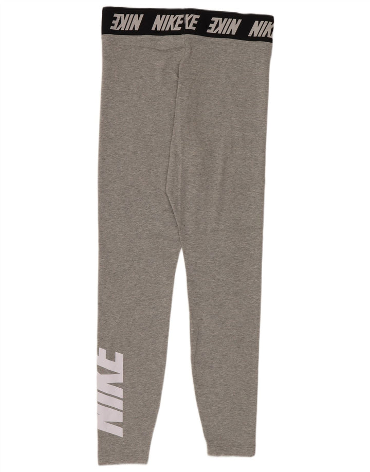 Nike Womens Graphic Leggings UK 12 Mittelgraue Colourblock-Baumwolle