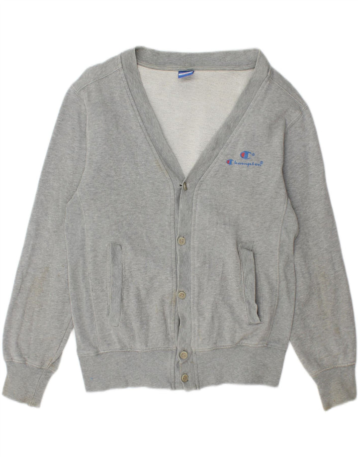 CHAMPION Womens Oversized Cardigan Sweater UK 10 Small Grey Cotton Vintage Champion and Second-Hand Champion from Messina Hembry 