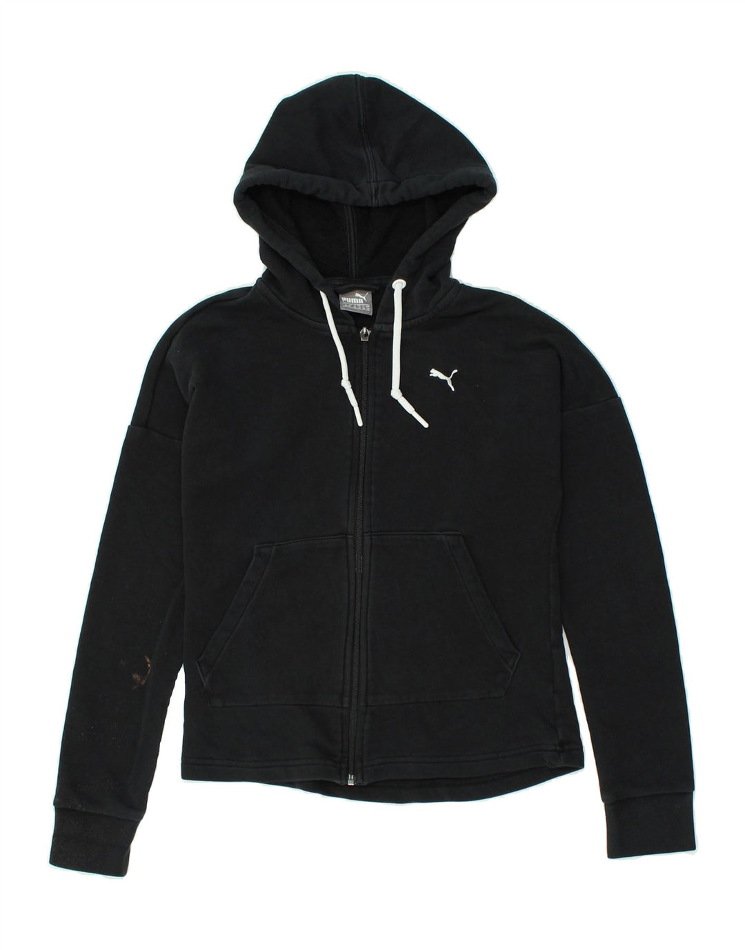 PUMA Womens Zip Hoodie Sweater UK 12 Medium  Black Cotton | Vintage Puma | Thrift | Second-Hand Puma | Used Clothing | Messina Hembry 