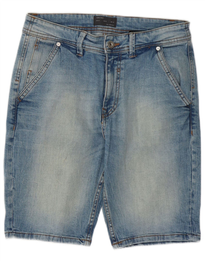 Zara Mens Denim Shorts EU 38 Small W30 Blue Cotton