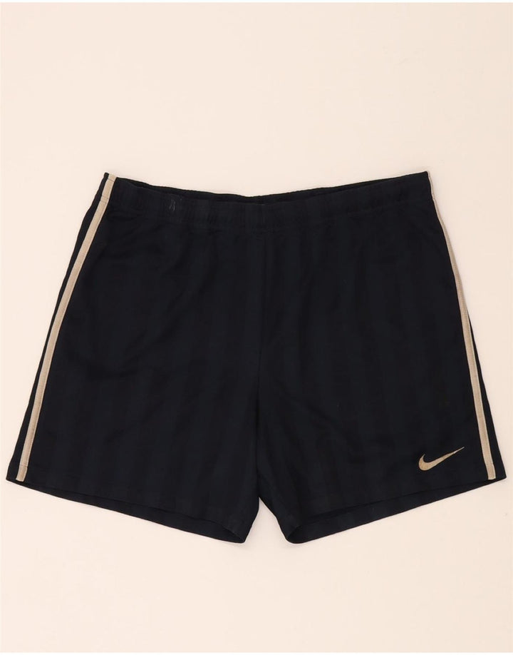 NIKE Mens Sport Shorts Medium Navy Blue Striped Polyester Vintage Nike and Second-Hand Nike from Messina Hembry 