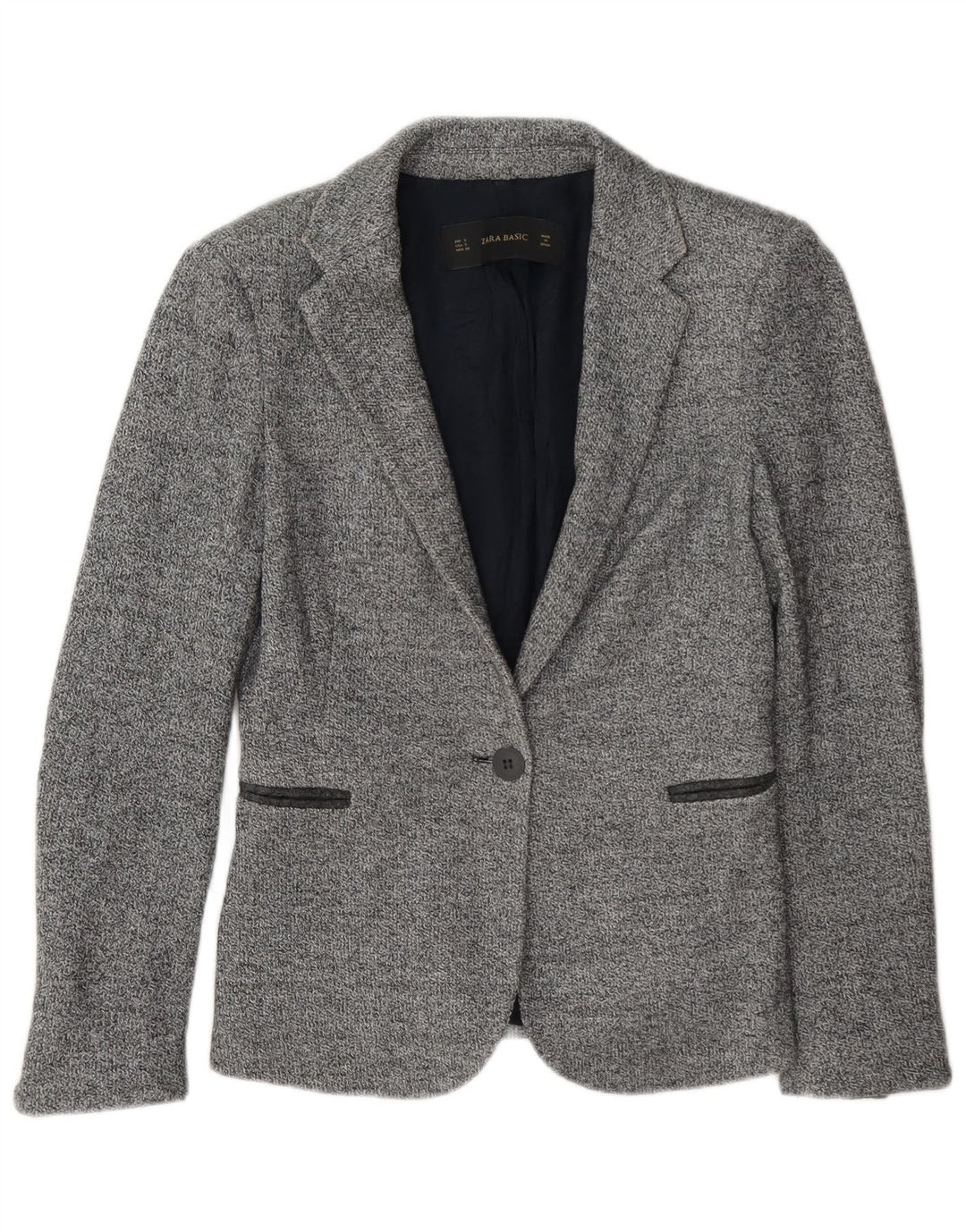 Zara Dame 1 Knap Blazer Jacket UK 10 Small Grå Flecked