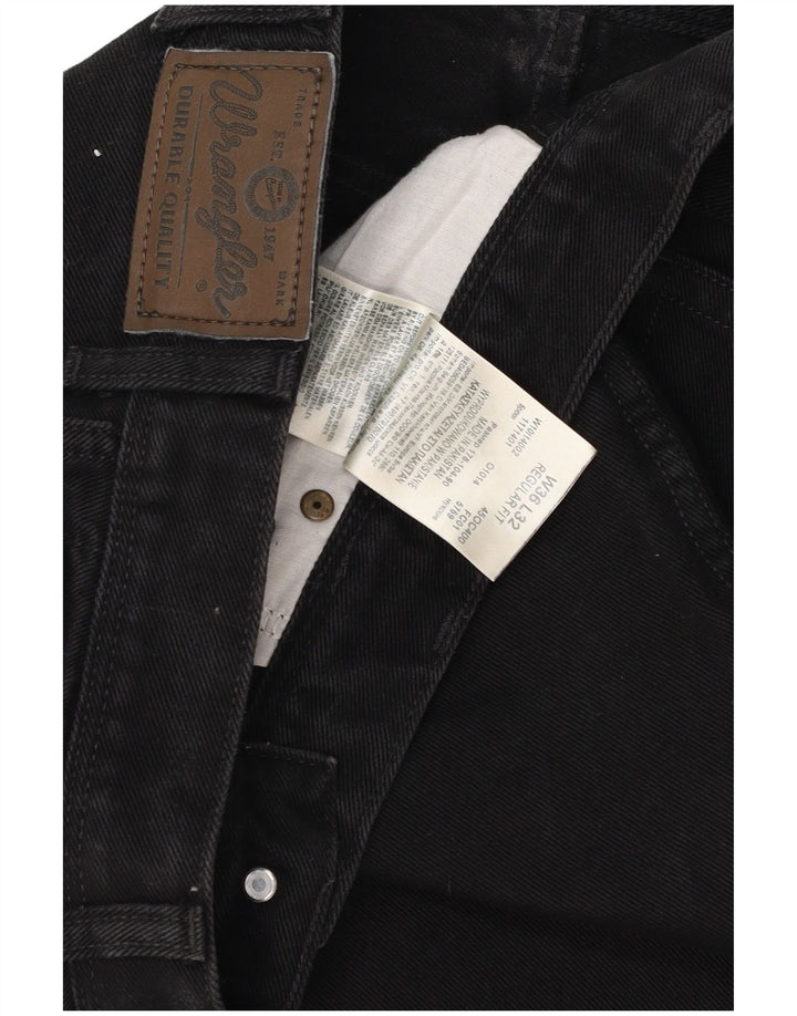 Wrangler Mens Regular Fit Straight Jeans W36 L32 Black Cotton