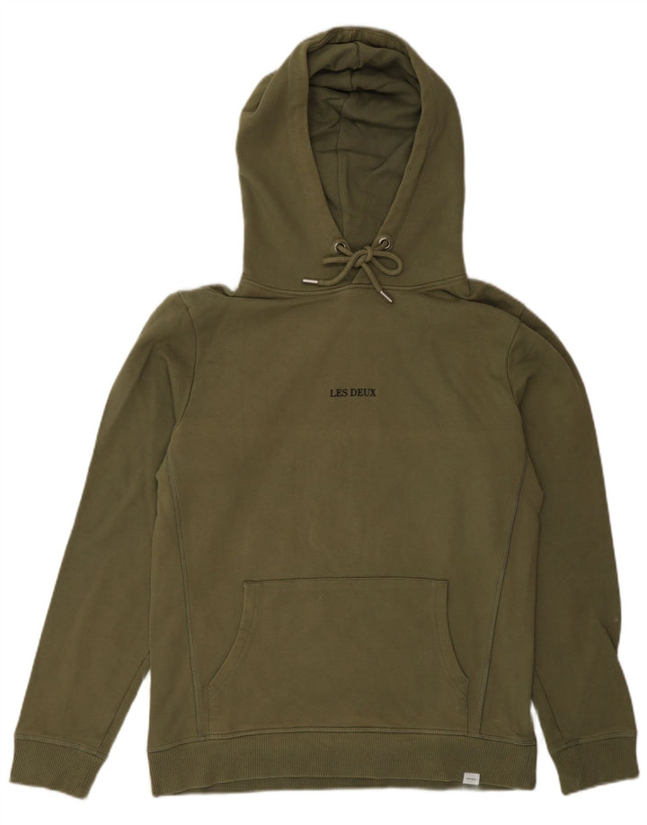 Les Deux Mens Hoodie Jumper Small Khaki Cotton