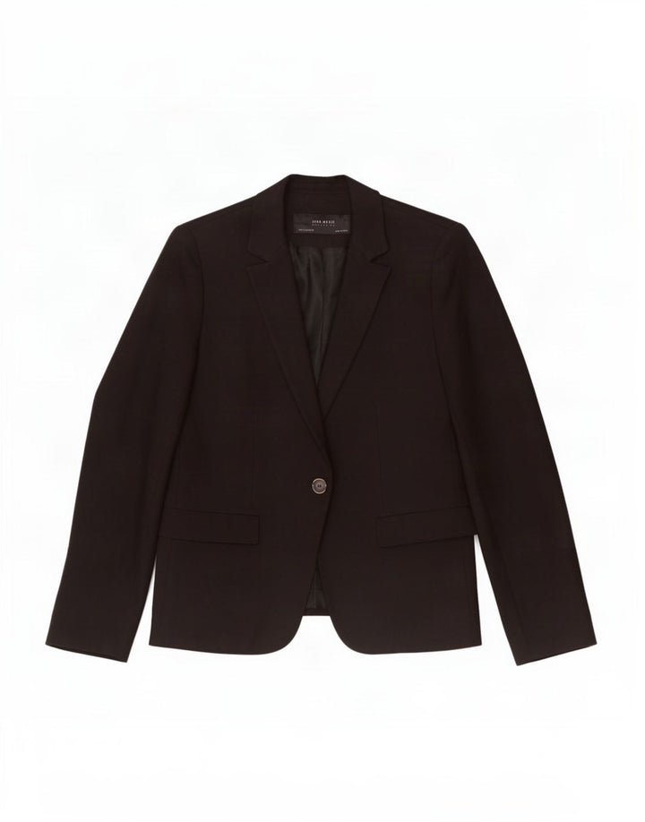 Zara Veste Blazer 1 Bouton Femme UK 10 Petit Coton Noir