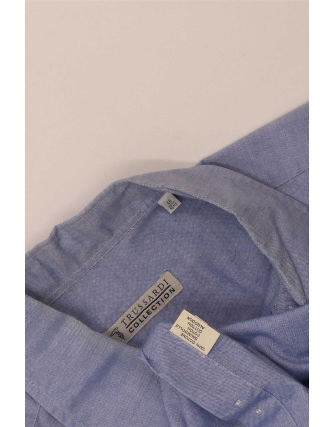Trussardi Jeans Mens Shirt Size 40 15 1/2 Medium Blue Cotton