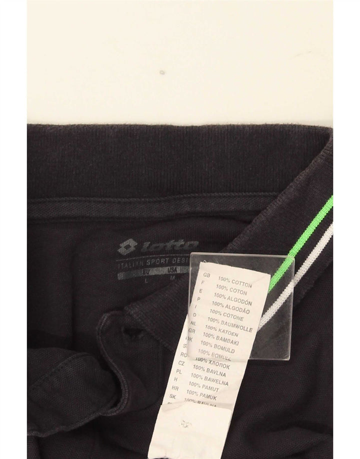 Lotto Herren-Poloshirt, mittelschwarz, gestreift, Baumwolle