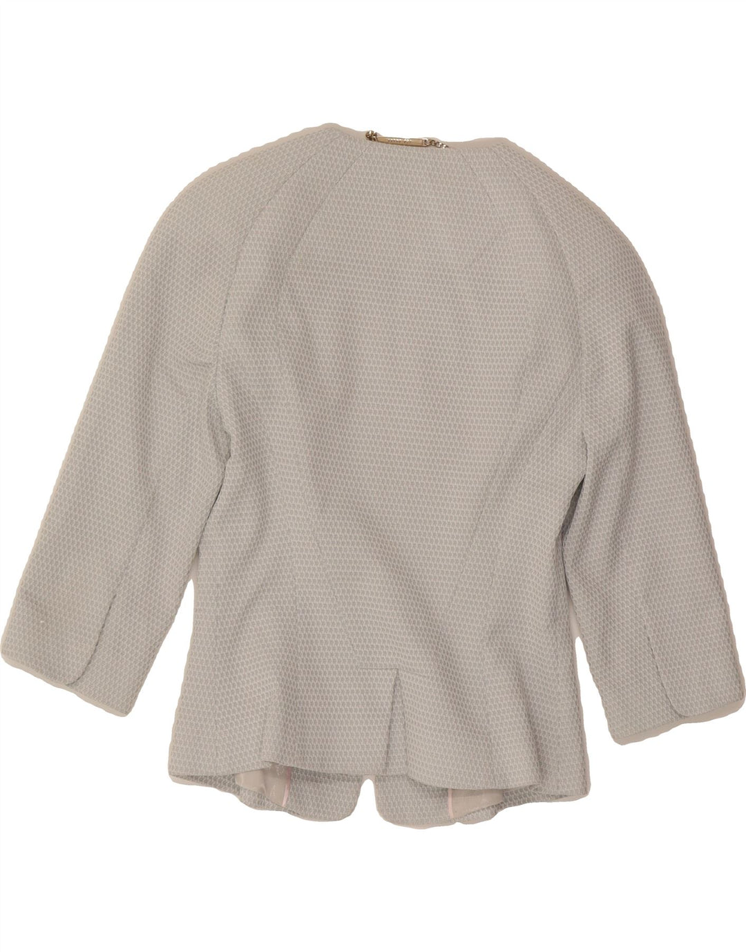 TED BAKER Womens Crop 3/4 Sleeve Blazer Jacket Size 1 XS Blue Geometric Vintage Ted Baker and Second-Hand Ted Baker from Messina Hembry 
