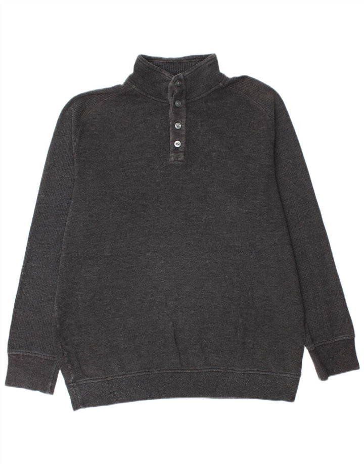 Marks & Spencer Herre Button Neck Jumper Sweater Medium Grey Bomuld