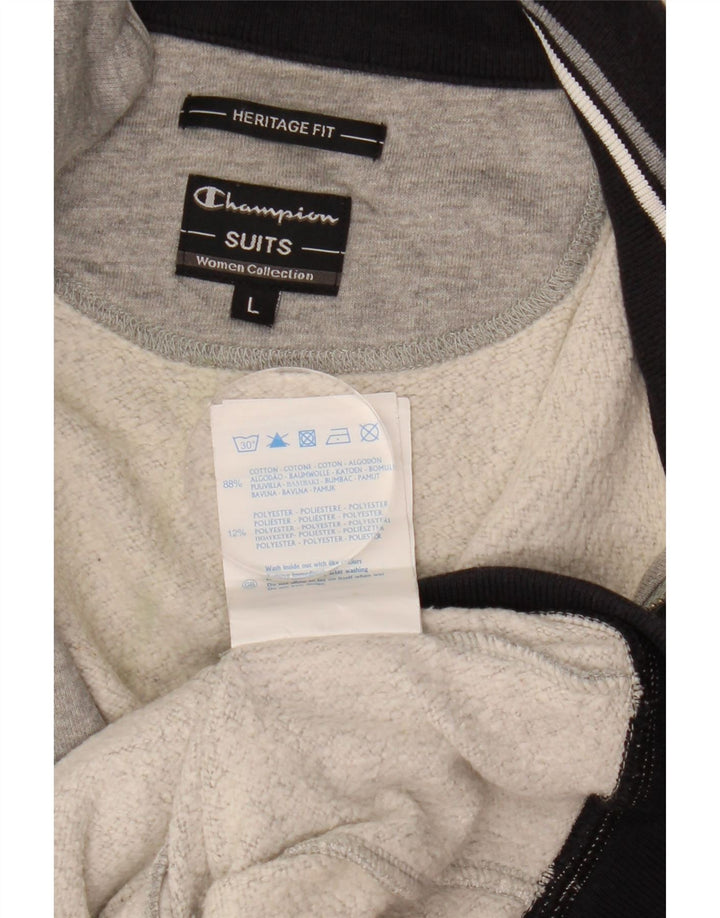 Champion Womens Heritage Fit Tracksuit Top Jacket UK 16 Large Grey