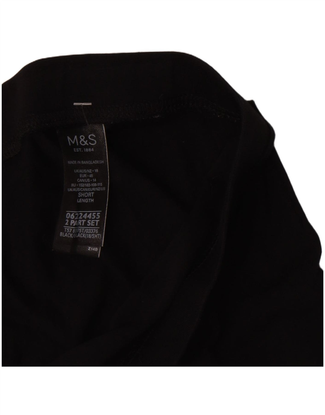 Marks & Spencer Womens Short Leggings UK 18 XL  Black Cotton