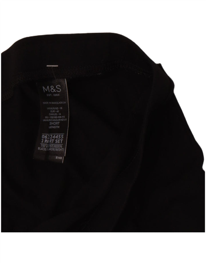 Marks & Spencer Womens Short Leggings UK 18 XL  Black Cotton
