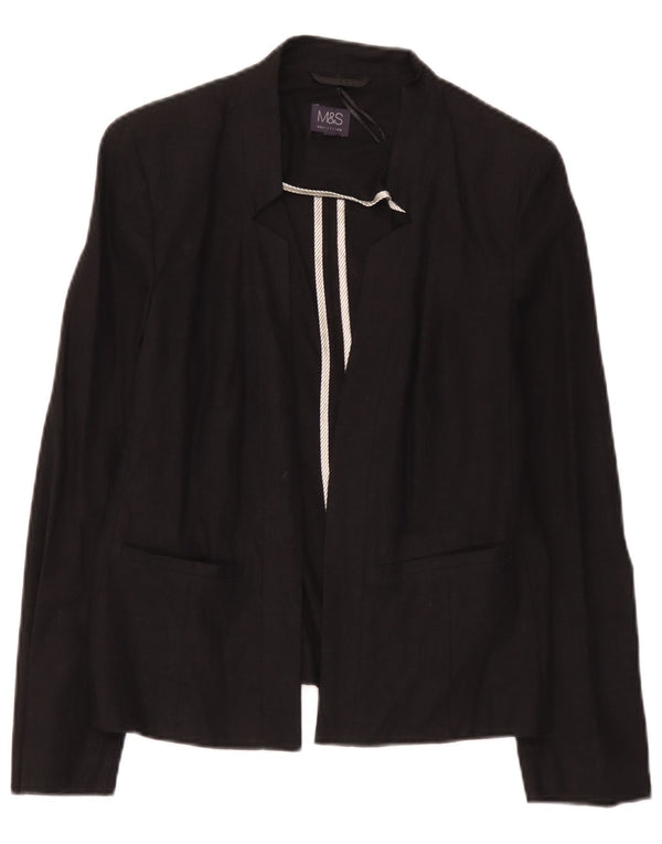 Marks & Spencer Chaqueta tipo blazer abierta para mujer UK 40 Mediana Lino negro
