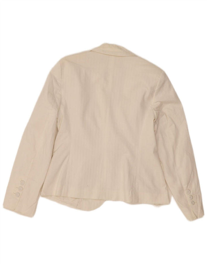 Marks & Spencer Dame 2 Button Blazer Jacket UK 12 Medium White Bomuld