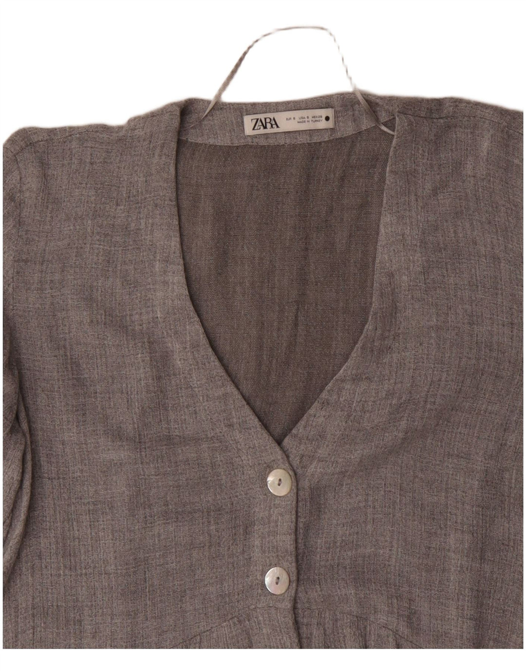 ZARA Womens 3/4 Sleeve 5 Button Blazer Jacket UK 10 Small Grey