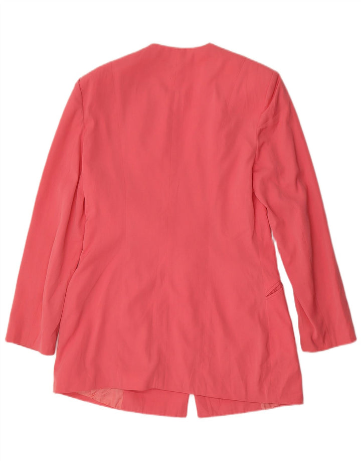BENETTON Womens 1 Button Blazer Jacket IT 42 Medium Pink Polyester