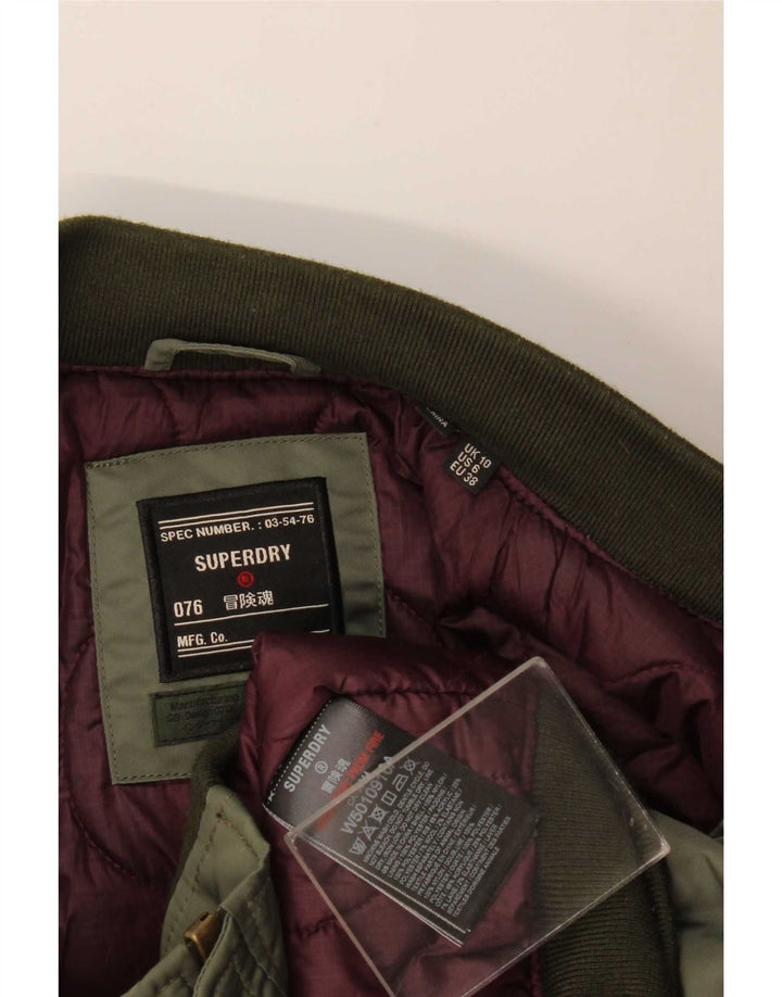 Superdry Womens Oversized MA-1 Flight Jacket UK 10 Small Khaki Colourblock