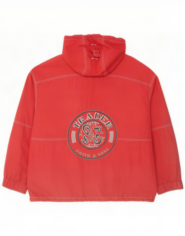 Chaqueta cortavientos con capucha vintage para hombre Reino Unido 40 Poliéster rojo grande