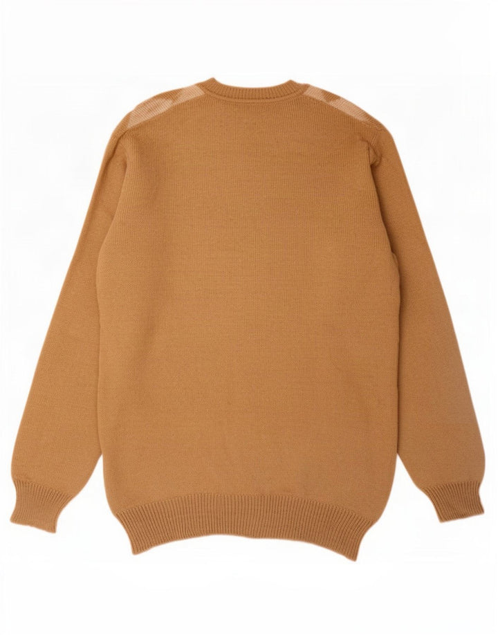 Colombo Mens V-Neck Jumper Sweater Medium Beige Argyle/Diamond Alpaca Wool