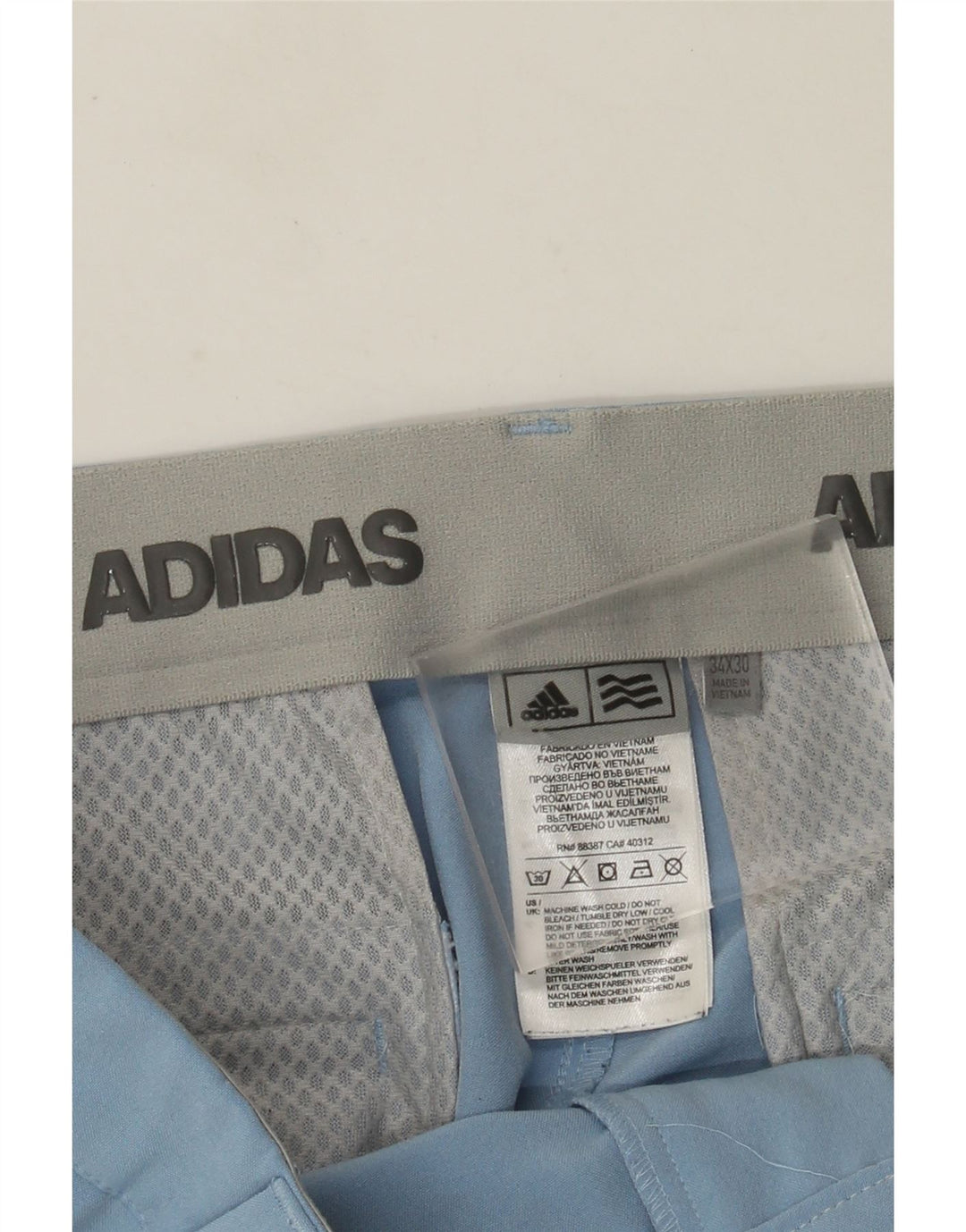 Adidas Mens Straight Casual Trousers W34 L30 Blue Polyester