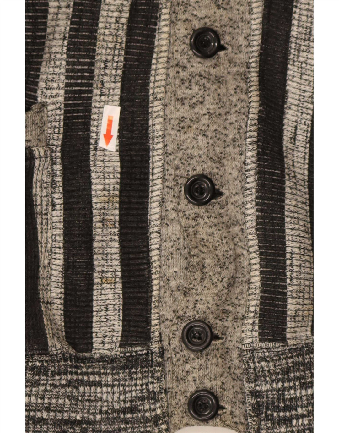 La Squadra Mens Cardigan Sweater Large Grey Striped Cotton
