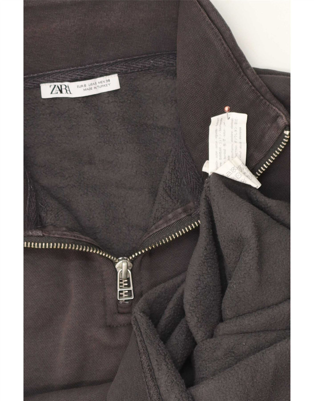 Zara Mens Zip Neck Sweatshirt Jumper Small Grey Cotton