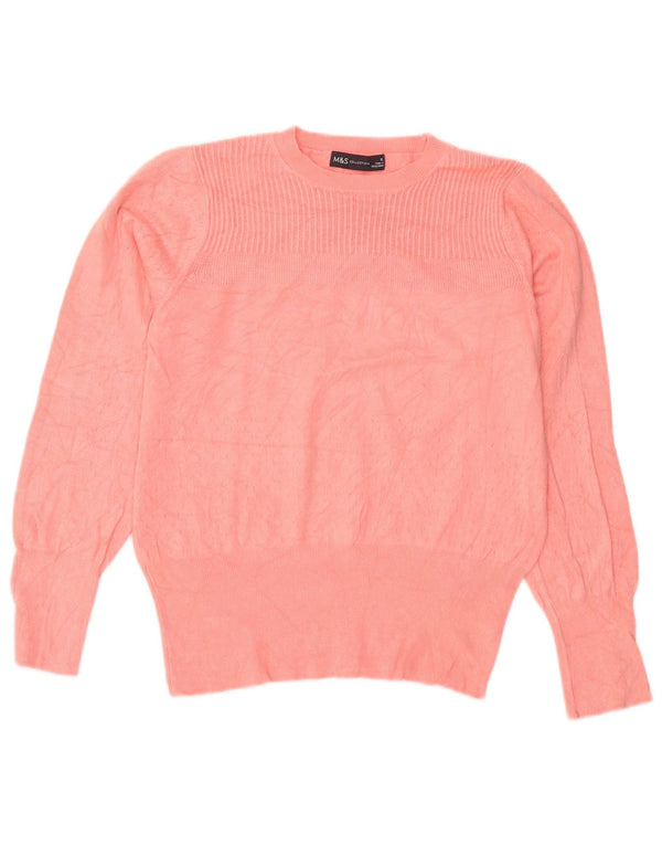 Marks & Spencer Womens Crew Neck Jumper Sweater UK 12 Medium Pink Viscose