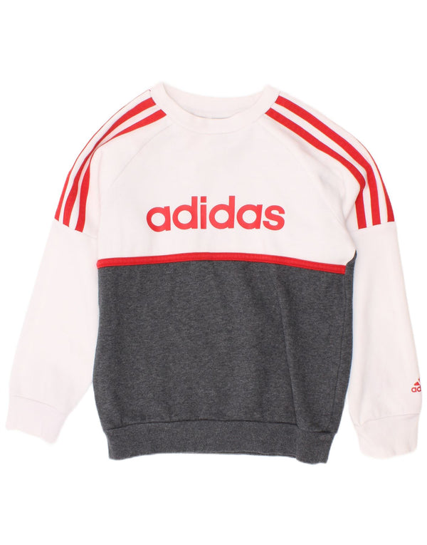 Pulover cu grafic pentru băieți Adidas, 5-6 ani, bumbac color bloc alb