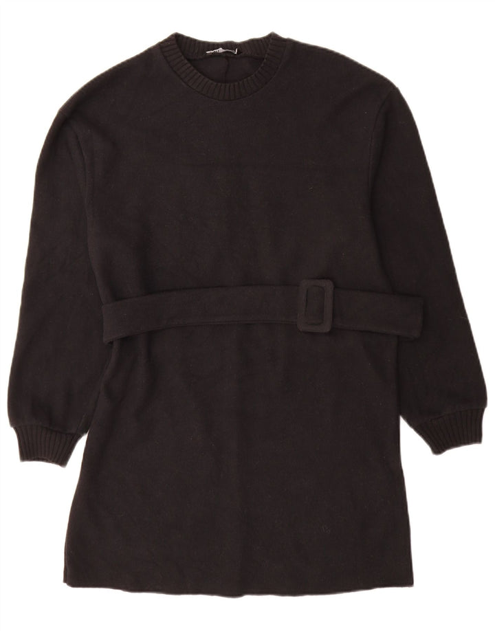 Zara Womens Long Sleeve Jumper Dress UK 10 Small Black Polyester