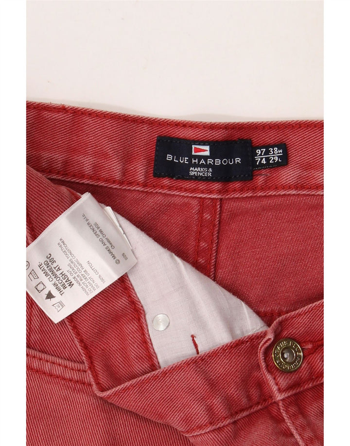Marks & Spencer Herre Blue Harbor Cropped Jeans W38 L24 rød bomuld