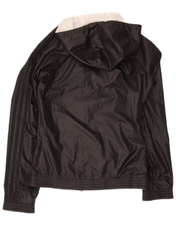 Adidas Womens Hooded Tracksuit Top Jacket UK 12 Medium Black