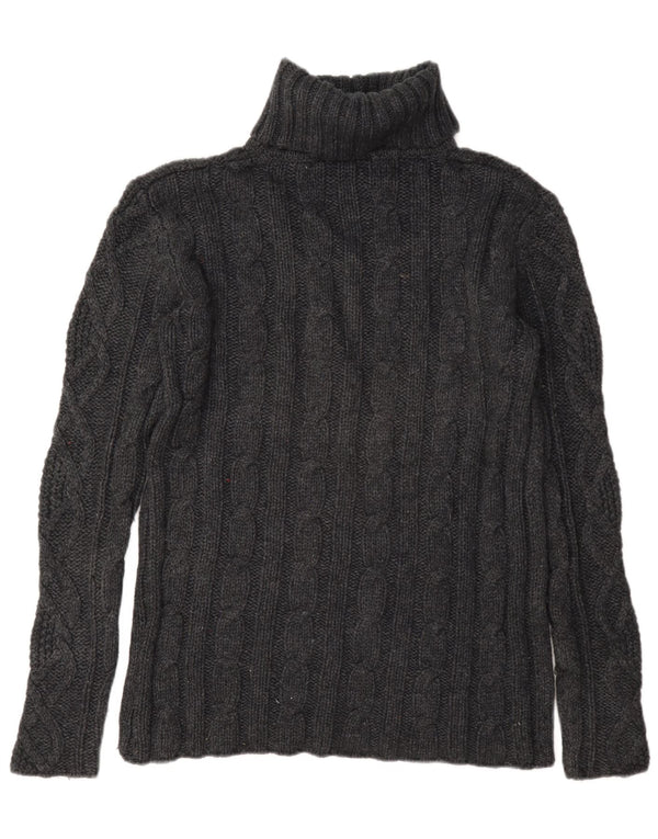 Eddie Bauer Womens Roll Neck Jumper Sweater UK 16 Large Grey Wool