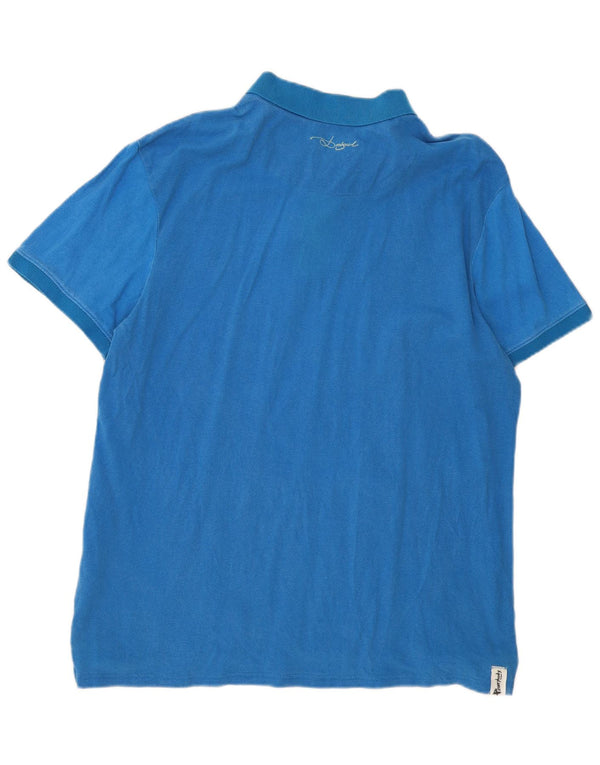 Polo Desigual da uomo 2XL in cotone color block blu
