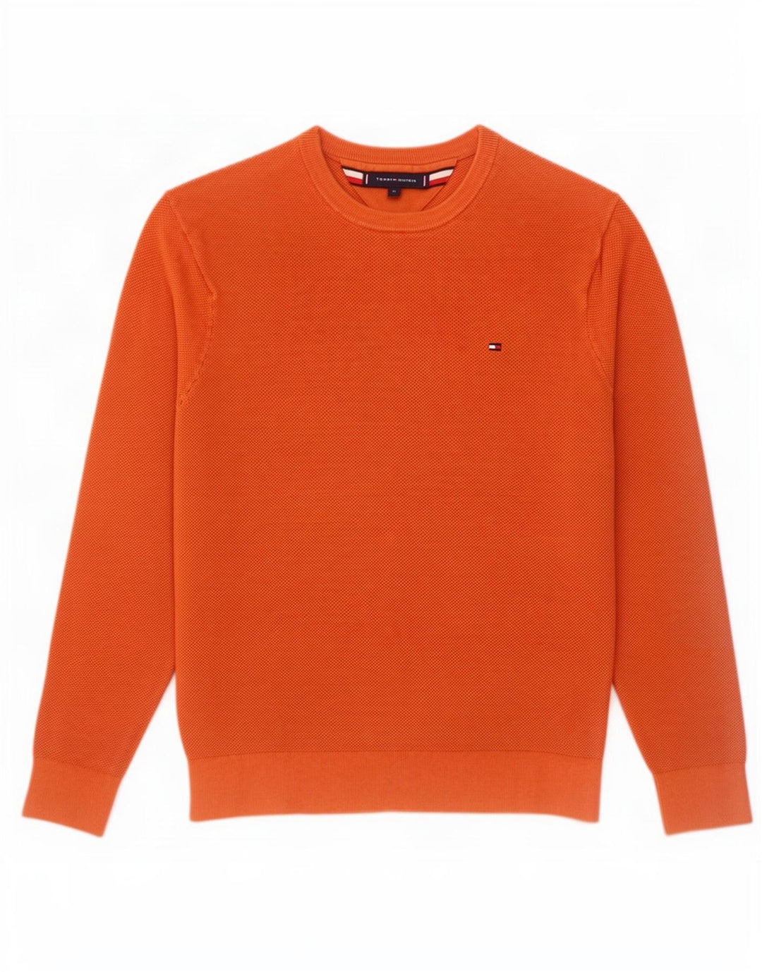 Tommy Hilfiger Mens Crew Neck Jumper Sweater Medium Orange Cotton