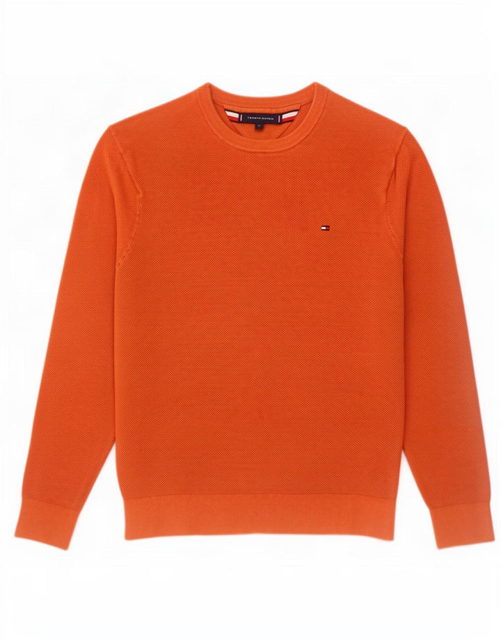 Tommy Hilfiger Mens Crew Neck Jumper Sweater Medium Orange Cotton