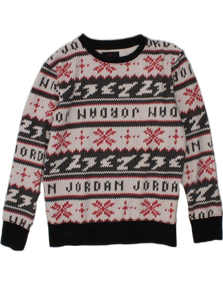 JORDAN Girls Abstract Pattern Sweatshirt Jumper 10-11 Years Medium  White Vintage Jordan and Second-Hand Jordan from Messina Hembry 