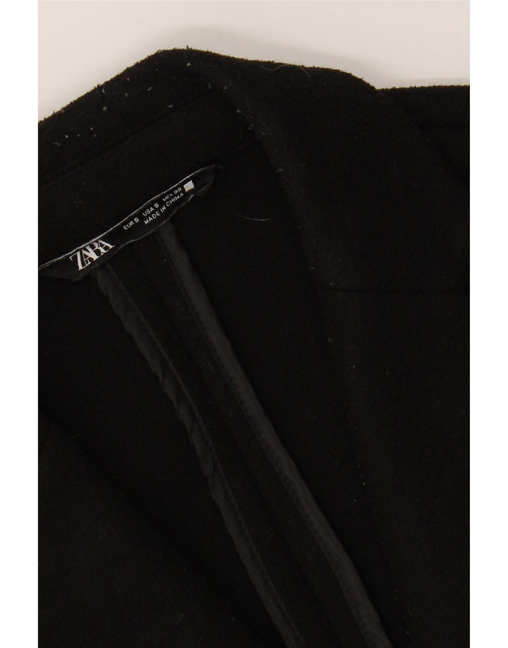 ZARA Mens Overcoat UK 36 Small Black Polyester