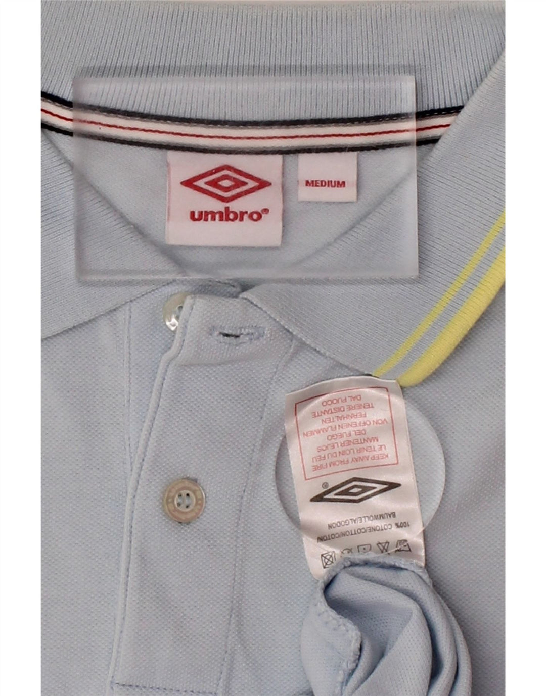 UMBRO Mens Polo Shirt Medium Blue Cotton Vintage Umbro and Second-Hand Umbro from Messina Hembry 