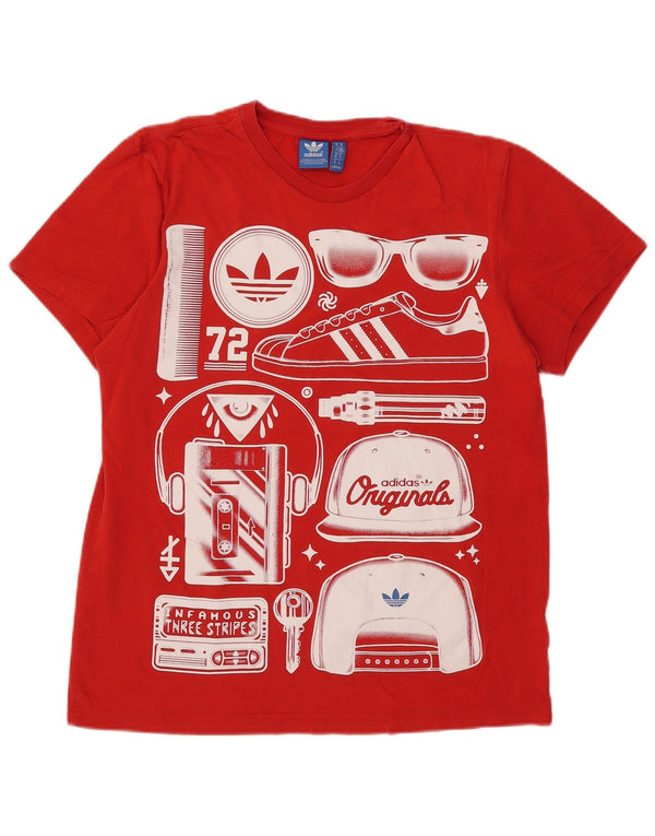 Tricou grafic pentru bărbați Adidas Top, bumbac roșu mediu