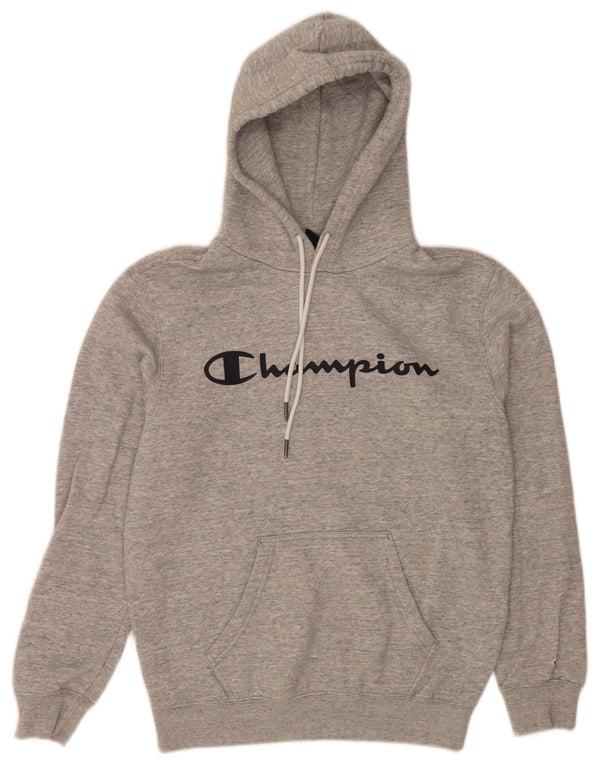 Champion Sudadera con capucha gráfica para hombre Jersey pequeño de algodón moteado gris