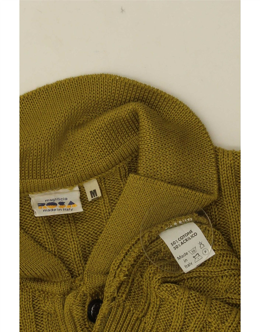 Vintage Mens Polo Neck Jumper Sweater Medium Green Cotton