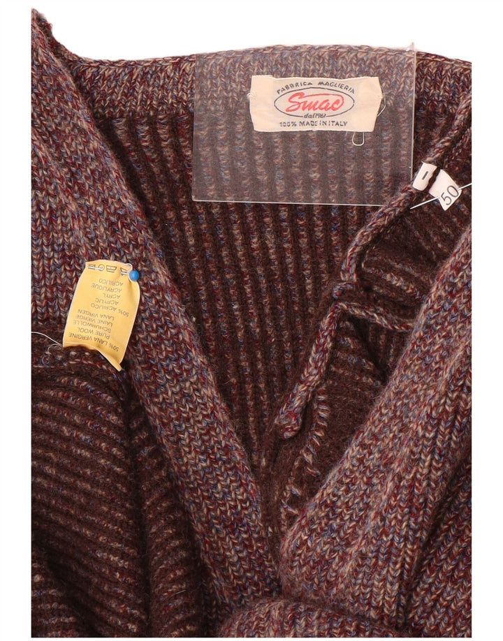 Vintage Mens Cardigan Sweater IT 50 Medium Purple Wool