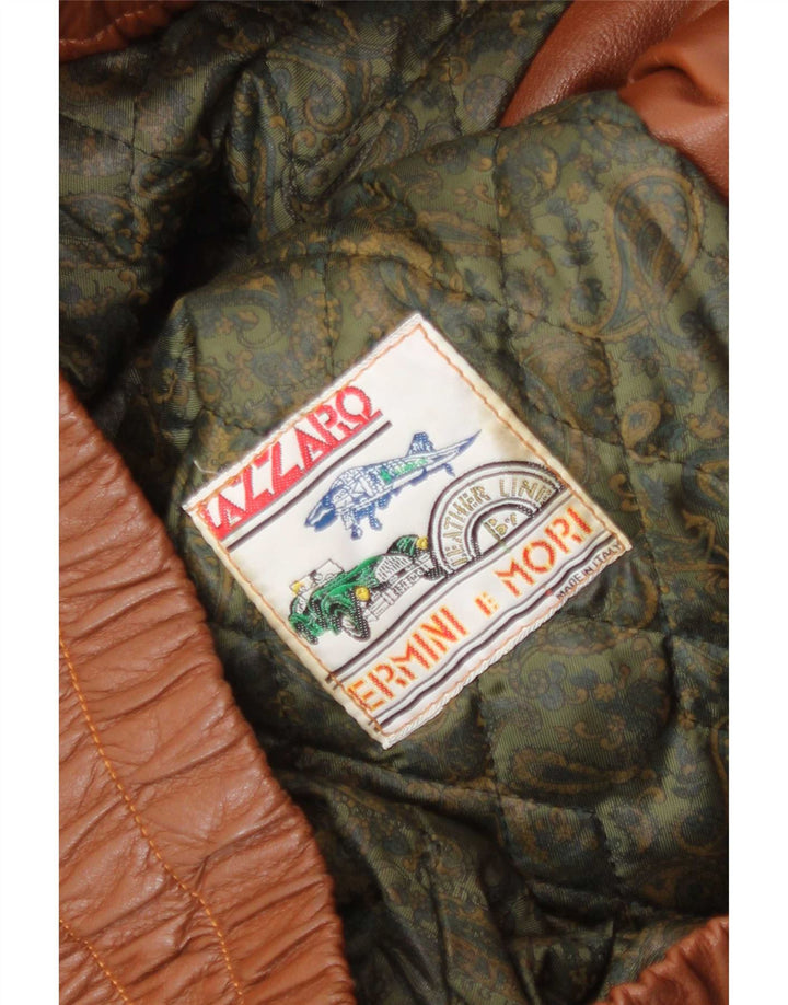 veste en cuir femme vintage UK 14 Grand Brun