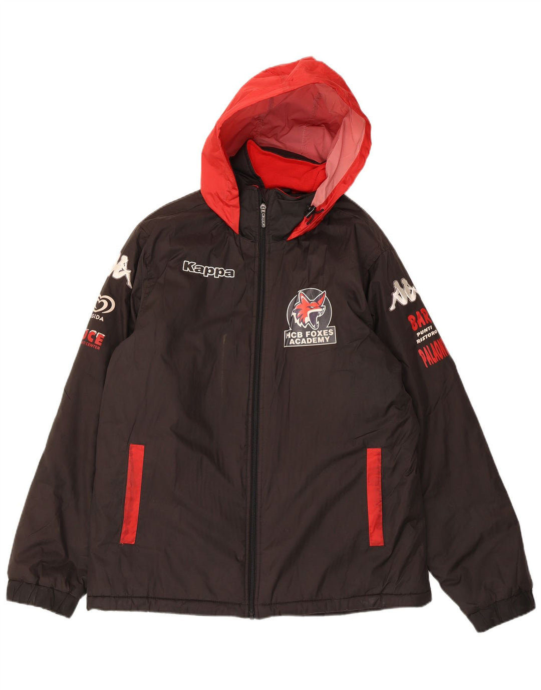 Kappa Mens Graphic Hooded Windbreaker Jacket UK 40 Large Black Polyester
