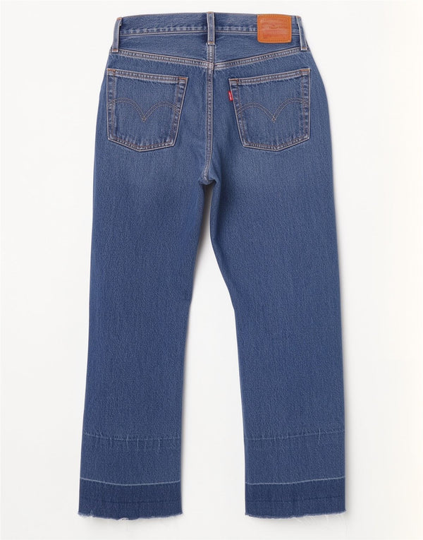 Levi's Womens 501 Distressed Straight Jeans W25 L26 Navy Blue Cotton
