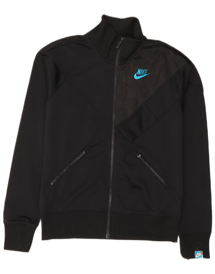 Nike Womens Tracksuit Top Jacket UK 10/12 Medium Black Pinstripe Polyester