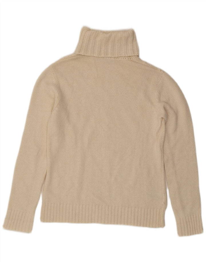 Lacoste Womens Roll Neck Jumper Sweater Size 42 Large Off White Wool