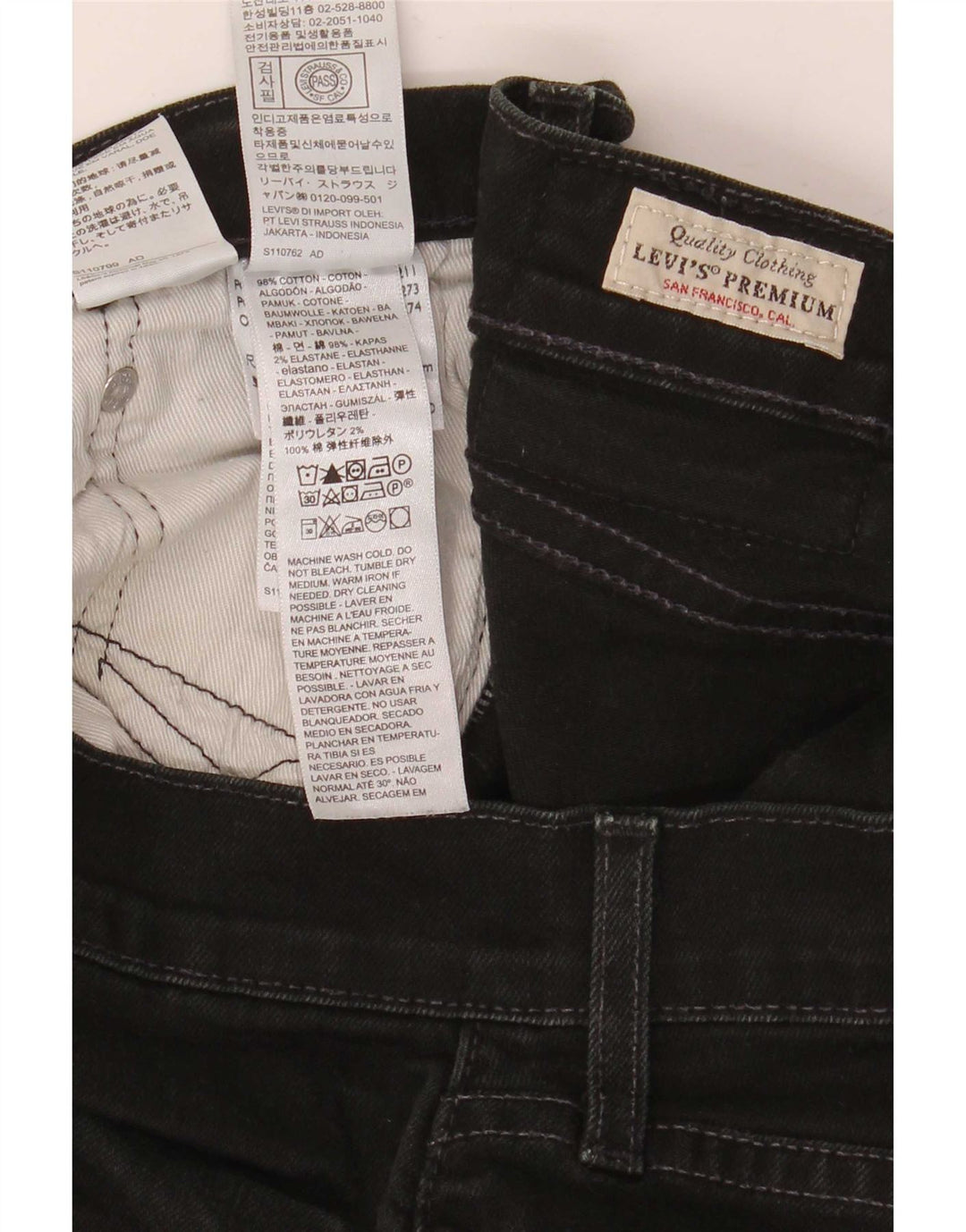 Мужские прямые джинсы Levi's W33 L30, черный хлопок
