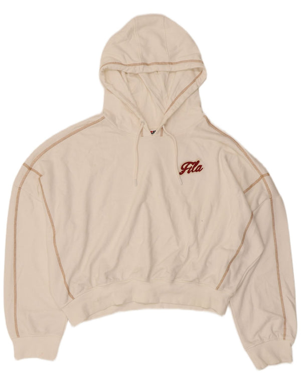 Fila Womens Crop Oversized hættetrøje Jumper UK 16 Stor hvid bomuld